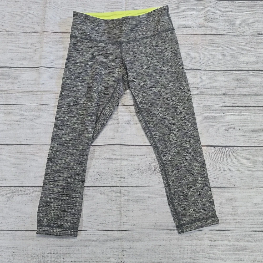 EUC 💎 Lululemon Wunder Under Crop Leggings 4 Green Space Dye Mid Rise SIZE 4 - Picture 6 of 8